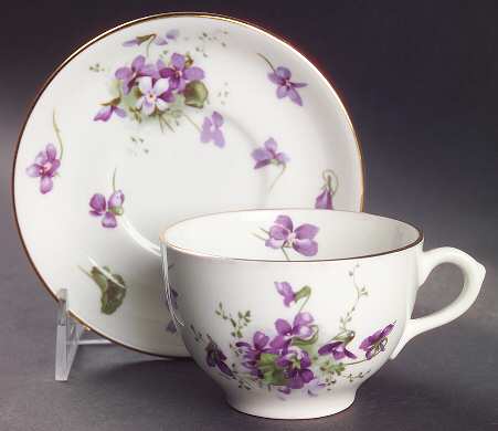 Victorian Violets Flat Cup & Saucer Set