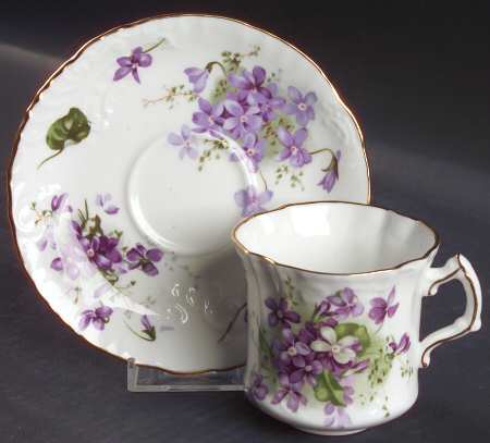 Victorian Violets Flat Cup & Saucer Set