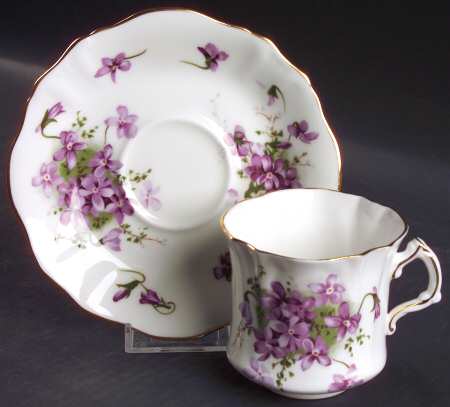 Victorian Violets Flat Cup & Saucer Set