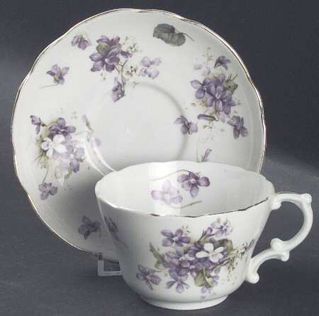 Victorian Violets Flat Cup & Saucer Set