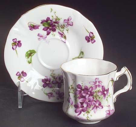 Victorian Violets Flat Demitasse Cup & Saucer Set