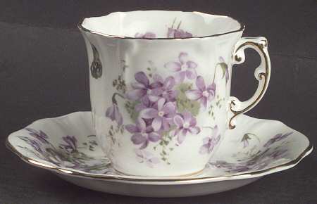Victorian Violets Flat Demitasse Cup & Saucer Set