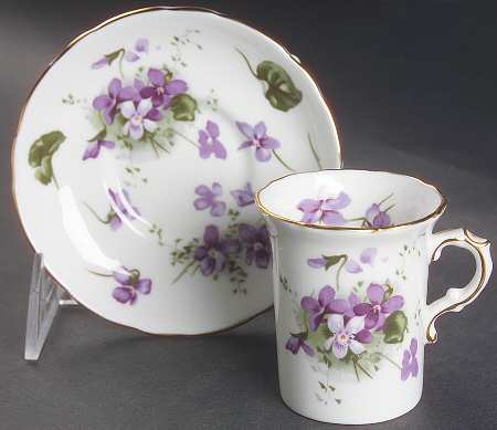 Victorian Violets Flat Demitasse Cup & Saucer Set