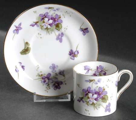 Victorian Violets Flat Demitasse Cup & Saucer Set