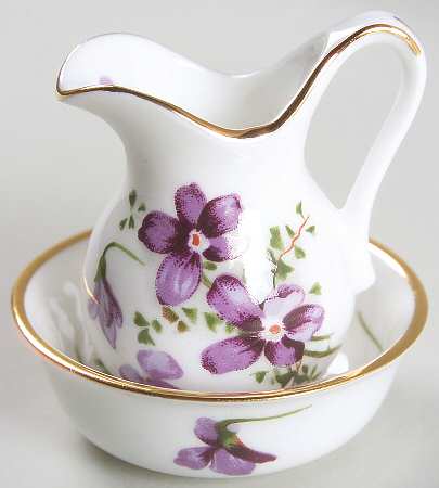 Victorian Violets Miniature Pitcher and Bowl Set