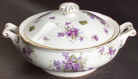 Victorian Violets Round Covered Vegetable