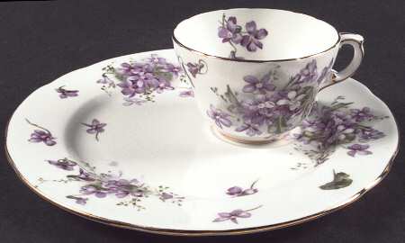 Victorian Violets Snack Plate & Cup Set