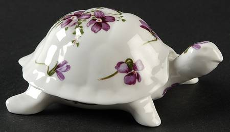 Victorian Violets Turtle Box W/Lid