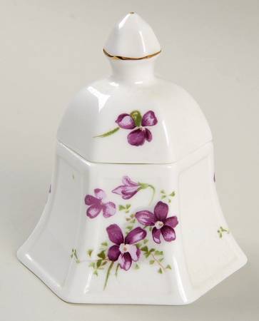 Victorian Violets 3" Bell Shape Box W/Lid