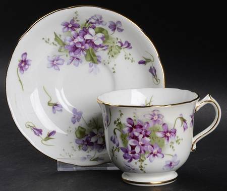 Victorian Violets Footed Cup & Saucer Set