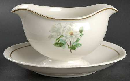 Silver Rose Gravy Boat with Attached Underplate