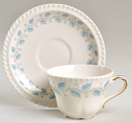 Bermuda (Blue Leaves) Flat Cup & Saucer Set
