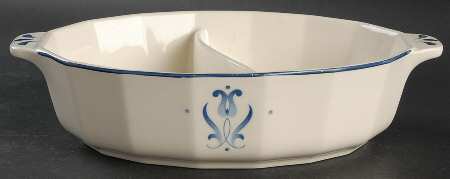 Blue Dane 10" Oval Divided Vegetable Bowl