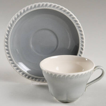 Chesterton Light Gray Flat Cup & Saucer Set