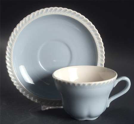Chesterton Blue Flat Cup & Saucer Set