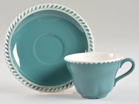 Corinthian (Dark Teal Green) Flat Cup & Saucer Set