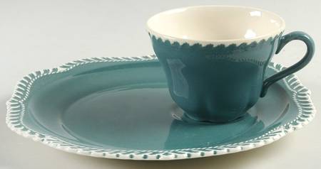 Corinthian (Dark Teal Green) Snack Plate & Cup Set