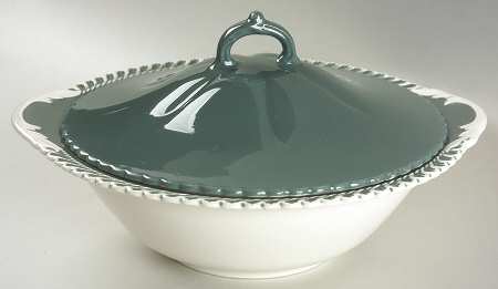 Corinthian (Dark Teal Green) Round Covered Vegetable