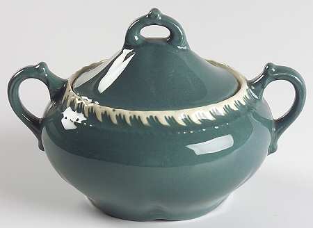 Corinthian (Dark Teal Green) Sugar Bowl & Lid
