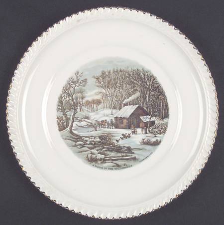 Currier & Ives (No Gold Inner Band) Dinner Plate