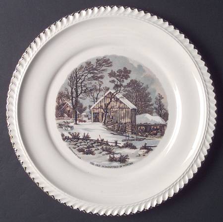 Currier & Ives (No Gold Inner Band) Dinner Plate