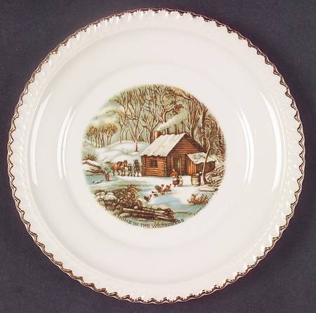 Currier & Ives (No Gold Inner Band) Bread & Butter Plate