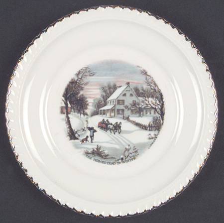 Currier & Ives (No Gold Inner Band) Bread & Butter Plate