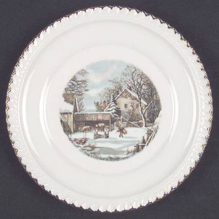 Currier & Ives (No Gold Inner Band) Bread & Butter Plate