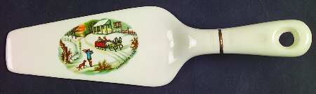 Currier & Ives (No Gold Inner Band) Solid Ceramic Pie/Cake Server