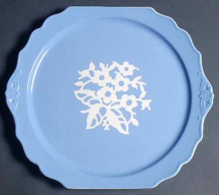 Dainty Flower Blue (Virginia) Square Handled Cake Plate