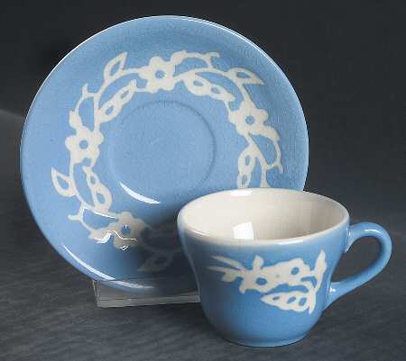 Dainty Flower Blue (Virginia) Flat Demitasse Cup & Saucer Set
