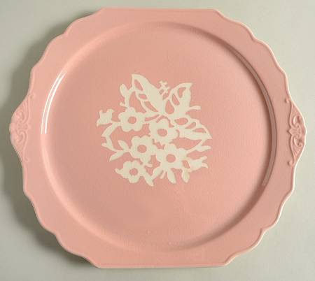 Dainty Flower Pink (Virginia) Square Handled Cake Plate