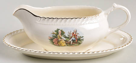 Godey Prints Gravy Boat & Underplate