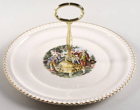 Godey Prints Round Serving Plate with Center Handle (Dp) Hc