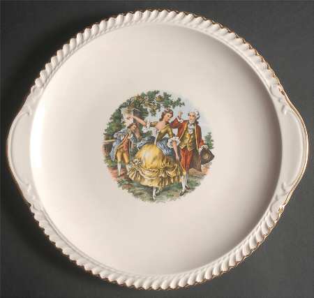 Godey Prints Handled Cake Plate