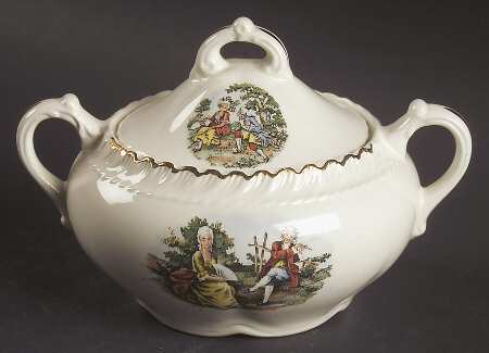 Godey Prints Sugar Bowl & Lid