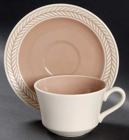 Laurelton Beige Flat Cup & Saucer Set