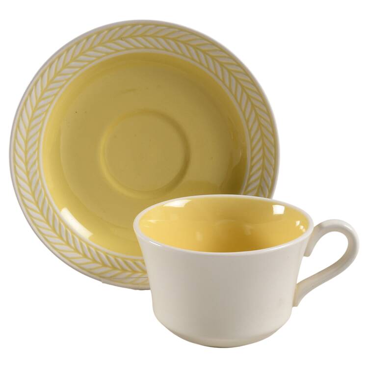 Laurelton Yellow Flat Cup & Saucer Set