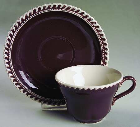 Pate Sur Pate Chocolate (Brown) Flat Cup & Saucer Set