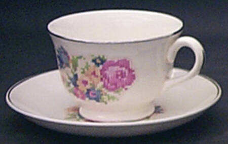 Petit Point Footed Cup & Saucer Set