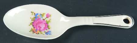 Petit Point Salad Serving Spoon, Solid Piece