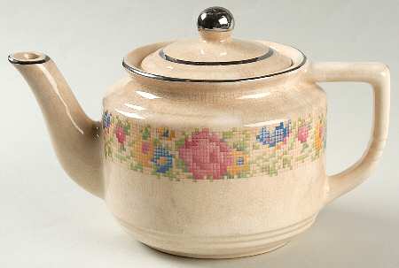 Petit Point Teapot & Lid by Harker