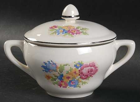 Petit Point Sugar Bowl & Lid