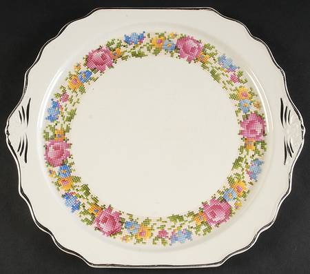 Petit Point Square Cake Plate