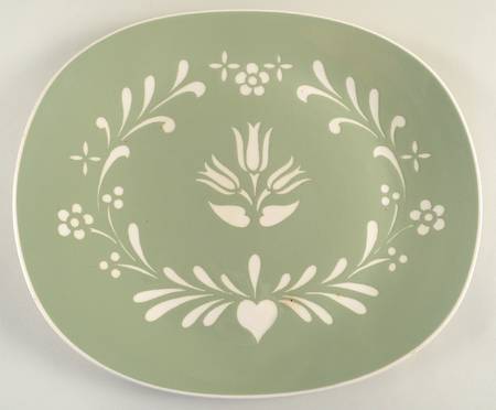Provincial Tulip Green 13" Oval Serving Platter