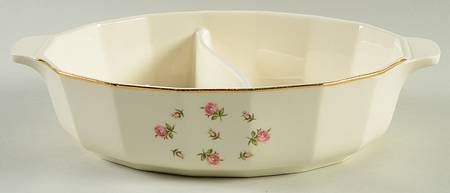 Rosebud 10" Oval Divided Vegetable Bowl