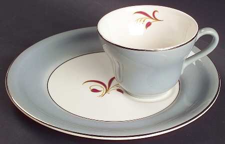 Slender Leaf Gray Snack Plate & Cup Set