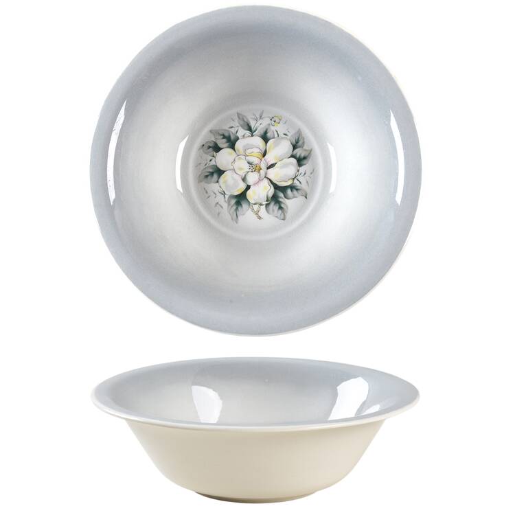 Springtime (Gray Rim) 8" Round Vegetable Bowl