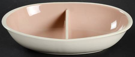 Springtime (Tan Background) 10" Oval Divided Vegetable Bowl