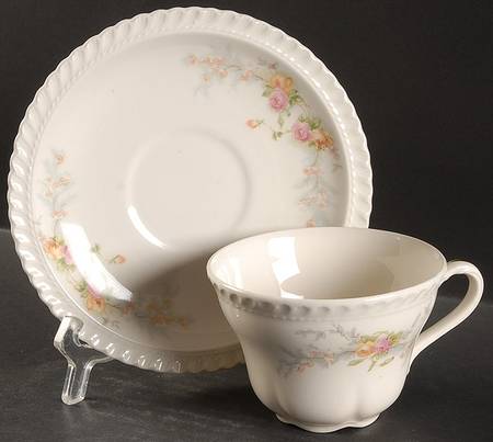 Sweetheart Rose (Royal Gadroon) Flat Cup & Saucer Set
